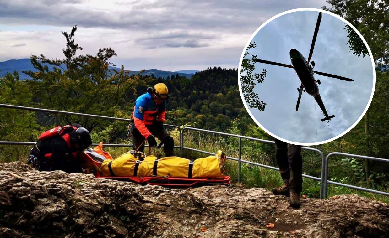 Pieniny. Turysta spadł z 50 metrów. Pomógł mu strażak z narzeczoną