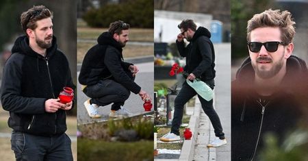 Antek Królikowski odwiedza grób ojca w towarzystwie paparazzi (ZDJĘCIA)