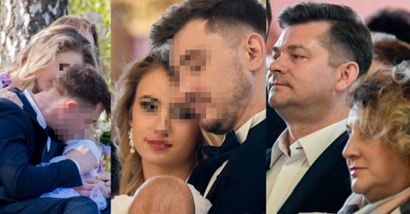 Skupiony Daniel M. trzyma córkę do chrztu. "Miałem małą tremę" (ZDJĘCIA)