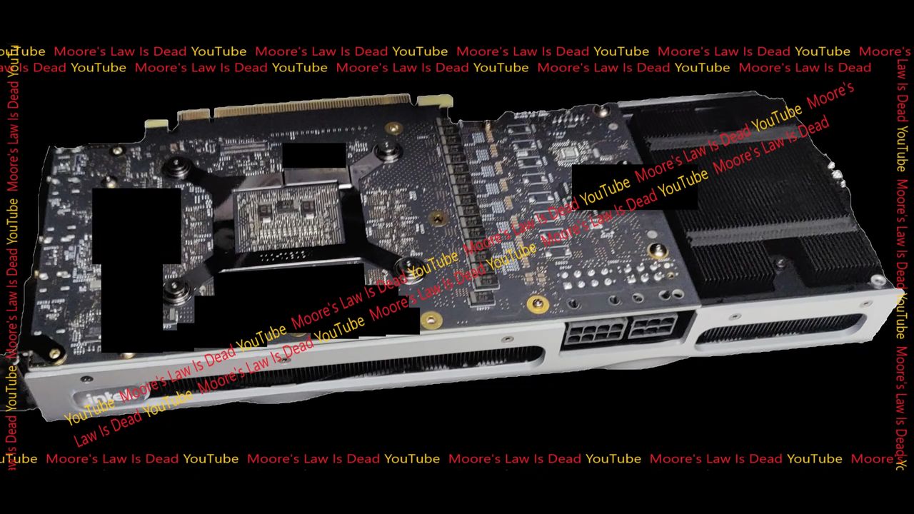 Zdjęcie tyłu karty graficznej Intel ARC z serii Alchemist z 512 blokami obliczeniowymi EU