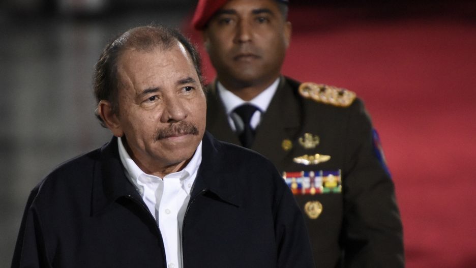President Nicolas Maduro Inauguration Ceremony As Contested New Term Begins
Daniel Ortega, Nicaragua's president, arrives for the inauguration of Nicolas Maduro, Venezuela's president, not pictured, in Caracas, Venezuela, on Thursday, Jan. 10, 2019. In his next term, Maduro must manage to feed a hungry nation, kick-start production at state oil company Petroleos de Venezuela SA and fend off creditors threatening to snatch up assets abroad. Photographer: Carlos Becerra/Bloomberg via Getty Images
Bloomberg
Politics, Americas, Business Finance and Industry, Government, Election, Caracas