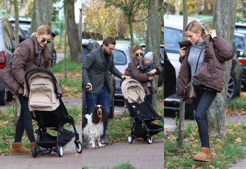 Kasia Tusk i Staszek Cudny na spacerze z córką
