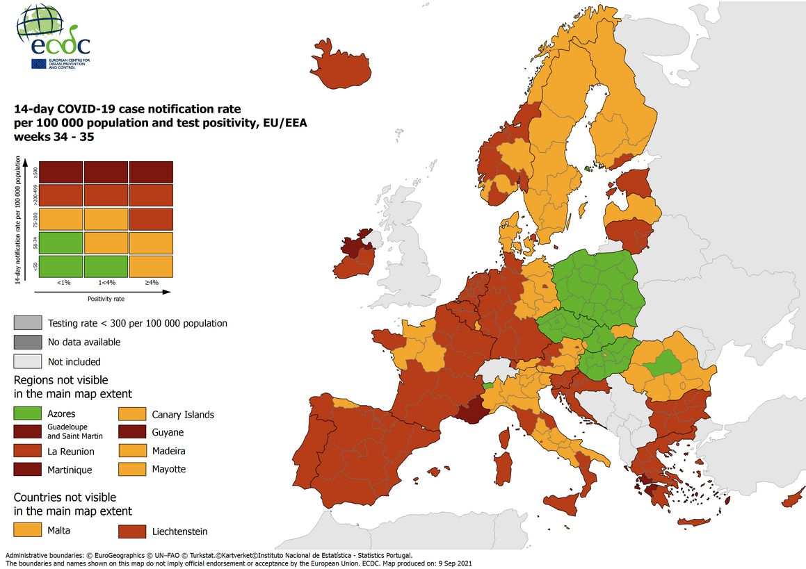 Najnowsza mapa ECDC. Polska zieloną wyspą