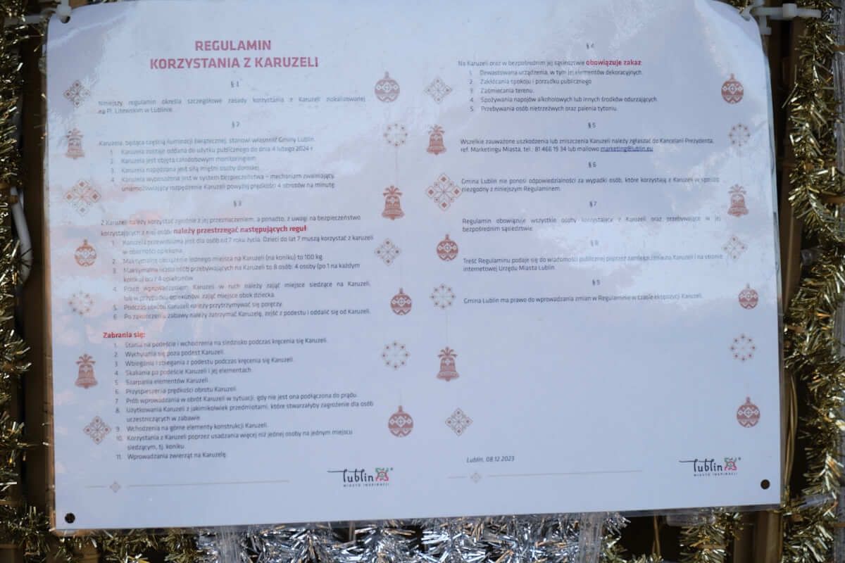 Regulamin karuzeli na Placu Litewskim