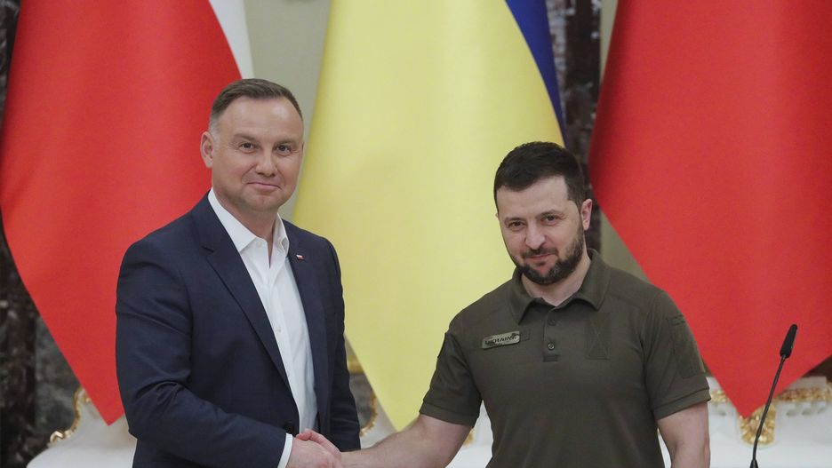 Andrzej Duda i Wołodymyr Zełenski podczas spotkania w Kijowie
