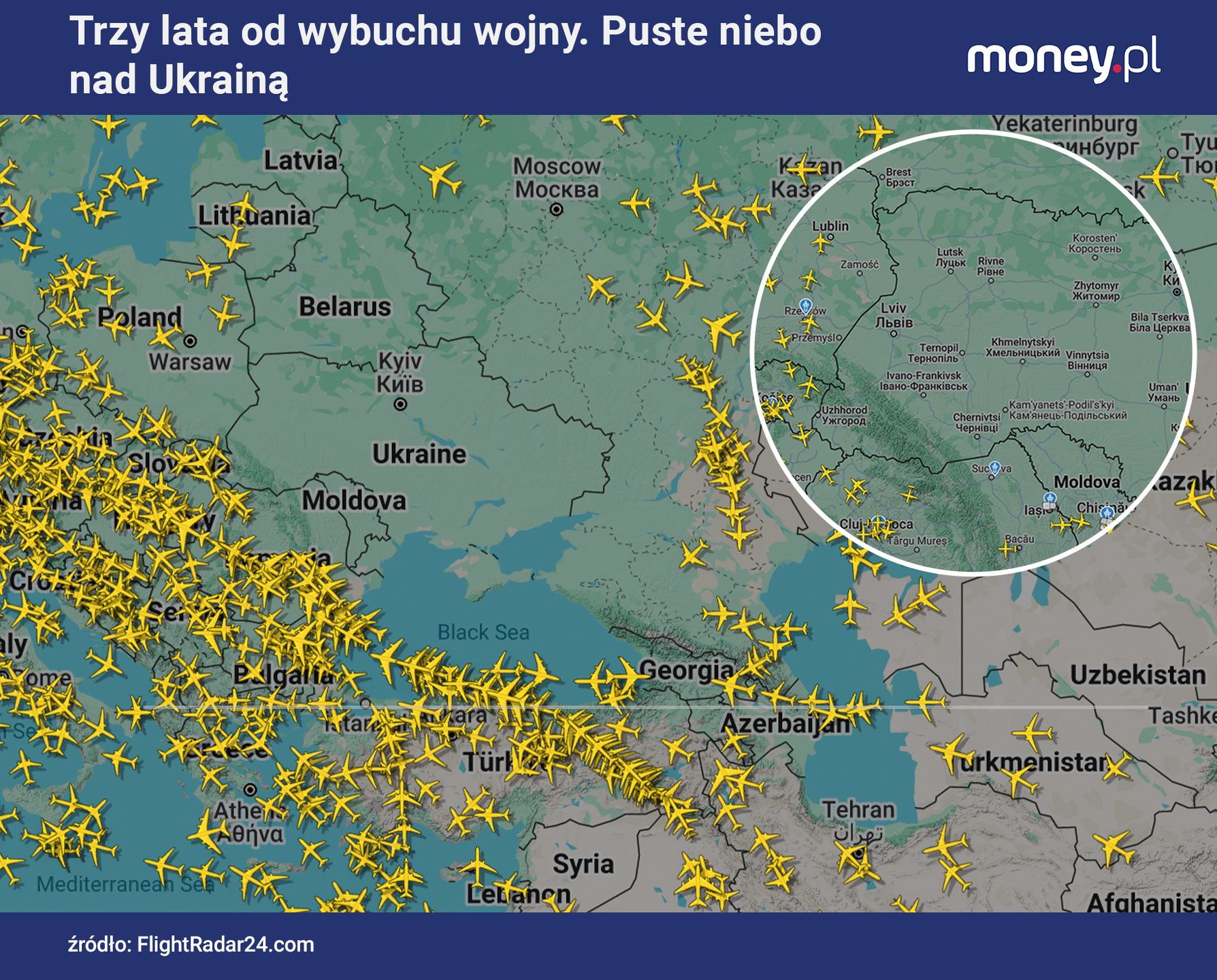 Trzy lata od wybuchu wojny. Puste niebo nad Ukrainą