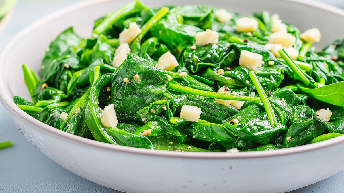 Szpinak z serem żółtym