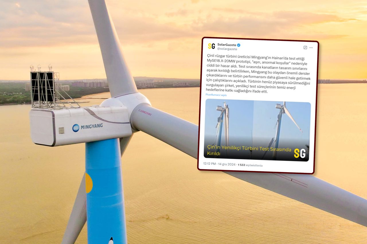 The MySE18.X-20MW turbine has been damaged.