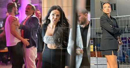 Celebryci bawią się na after party po premierze spektaklu Fabijańskiego: Michał Koterski, Sylwia Bomba z Grzegorzem Collinsem i Lexy Chaplin