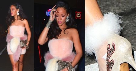 Rihanna w futrze idzie na imprezę sylwestrową (ZDJĘCIA)