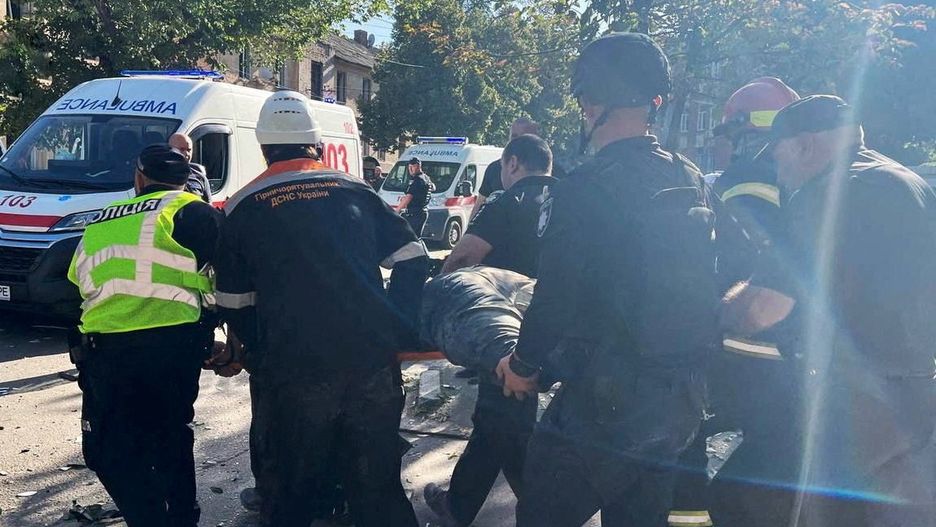Aftermath of a Russian missile strike in Kryvyi Rih
Rescuers and police officers carry a person released from debris at a site of a Russian missile strike, amid Russia's attack on Ukraine, in Kryvyi Rih, Dnipropetrovsk region, Ukraine September 8, 2023. Press service of thene/Handout,Image: 803720751, License: Rights-managed, Restrictions: THIS IMAGE WAS PROVIDED BY A THIRD PARTY., Model Release: no, Credit line: STATE EMERGENCY SERVICE OF UKRAI / Reuters / Forum
STATE EMERGENCY SERVICE OF UKRAI / Reuters / Forum
war