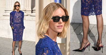 Odziana w koronkową sukienkę Anja Rubik świeci bielizną na paryskim pokazie mody