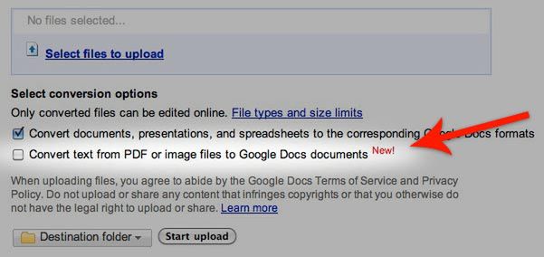 Google Docs skanuje tekst z PDF-ów