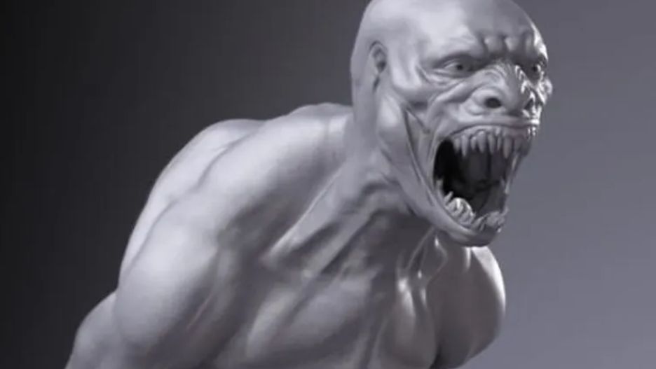 Model koncepcyjny hybrydy człowieka i dinozaura