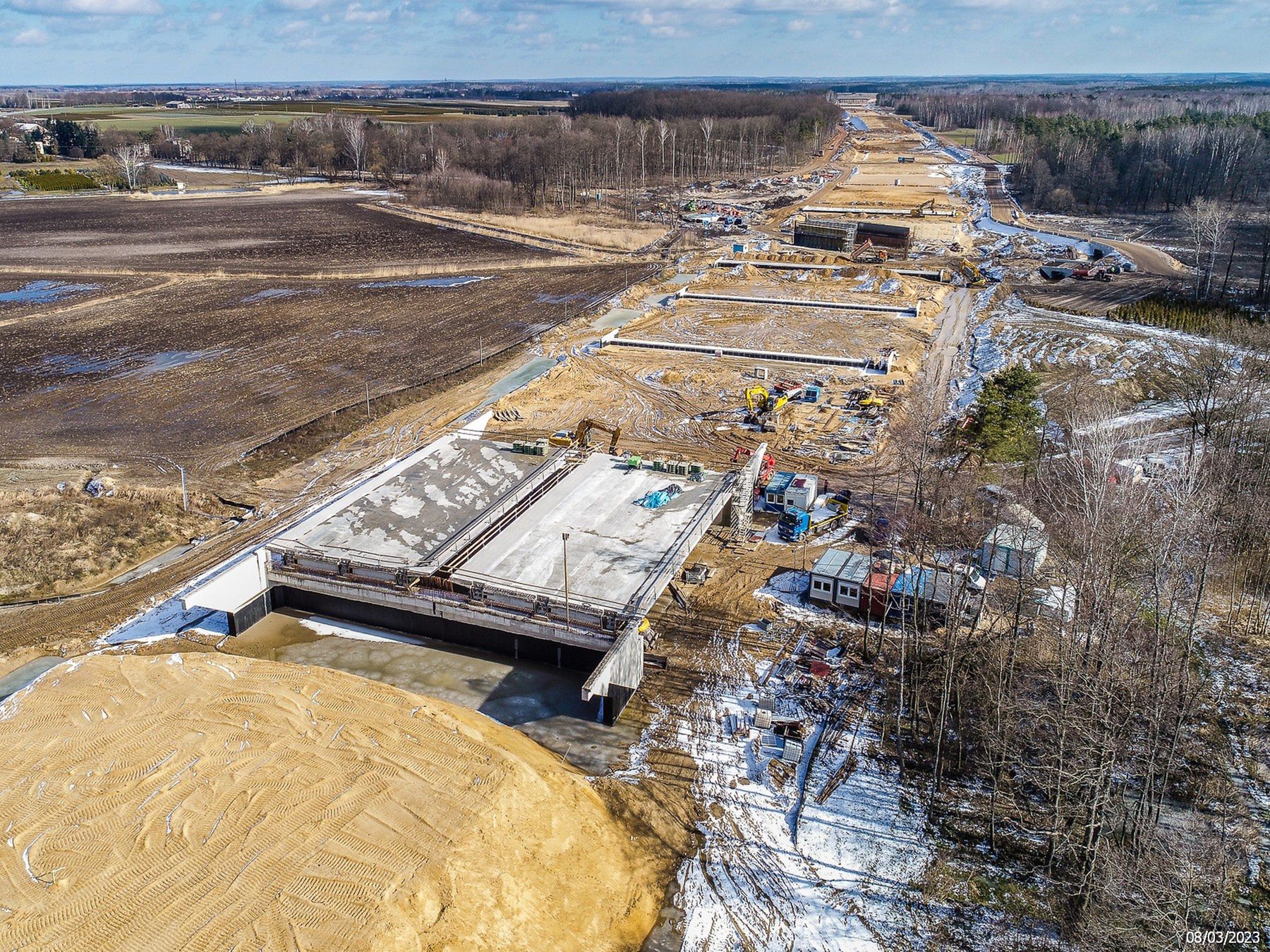 Budowa autostrady A2 odc. Kałuszyn - Groszki (marzec 2023)