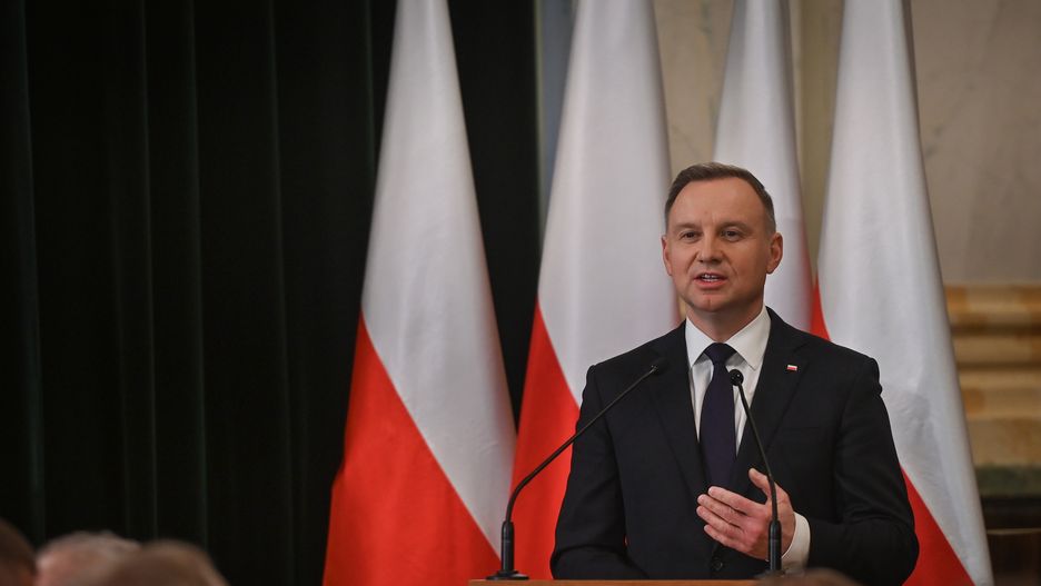 KRAKOW, POLAND - MARCH 24, 2023:
President of the Republic of Poland, Andrzej Duda, delivers an address to the participants, at the AGH University of Science and Technology in Krakow, on March 24, 2023, in Krakow, Poland.
President Duda joined the 50th anniversary celebration of the CYFRONET Academic Computer Center at the AGH University of Science and Technology in Krakow, honoring the distinguished employees with state decorations. (Photo by Artur Widak/NurPhoto via Getty Images)