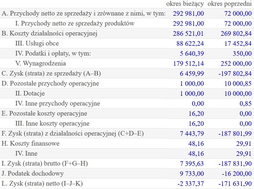 Wyniki finansowe spółki Fundatorres