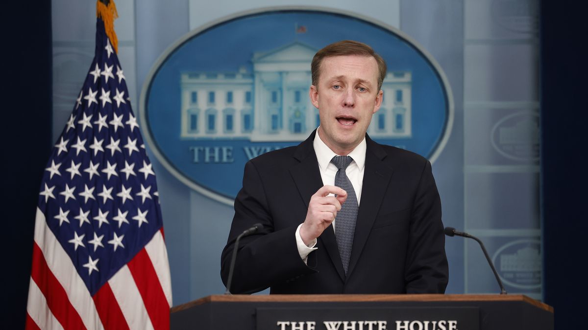 WASHINGTON, DC - APRIL 24: National Security Advisor Jake Sullivan talks to reporters in the Brady Press Briefing Room at the White House on April 24, 2024 in Washington, DC. Sullivan fielded questions about legislation President Joe Biden signed that morning for $80 billion in foreign aid, abortion arguments at the Supreme Court and other topics.  (Photo by Chip Somodevilla/Getty Images)