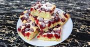 Placek biszkoptowy z malinami. Ciasto szybkie, lekkie i pyszne