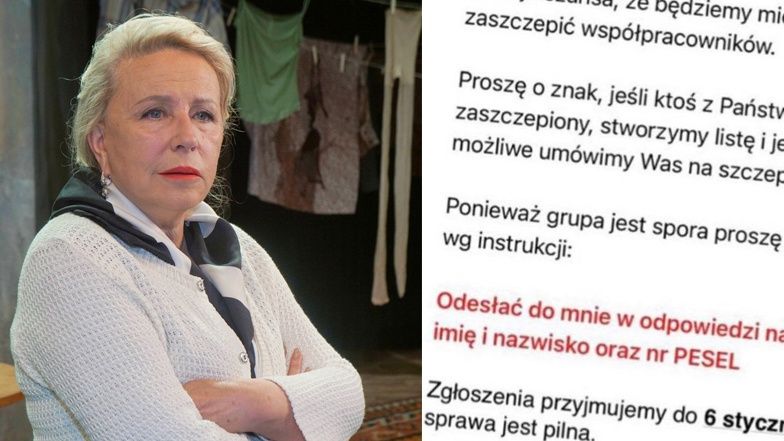 Wyciekł mail z Fundacji Krystyny Jandy dotyczący szczepień