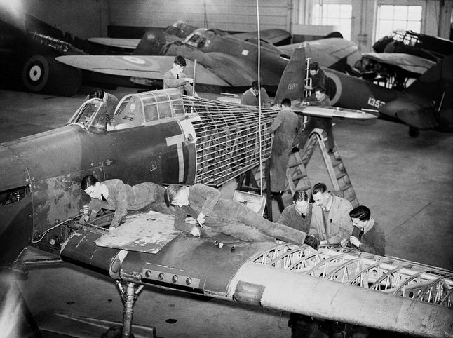 Hawker Hurricane - dobrze widoczna kratownicowa konstrukcja samolotu