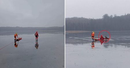 Załamał się pod nim lód. Był około 200 metrów od brzegu