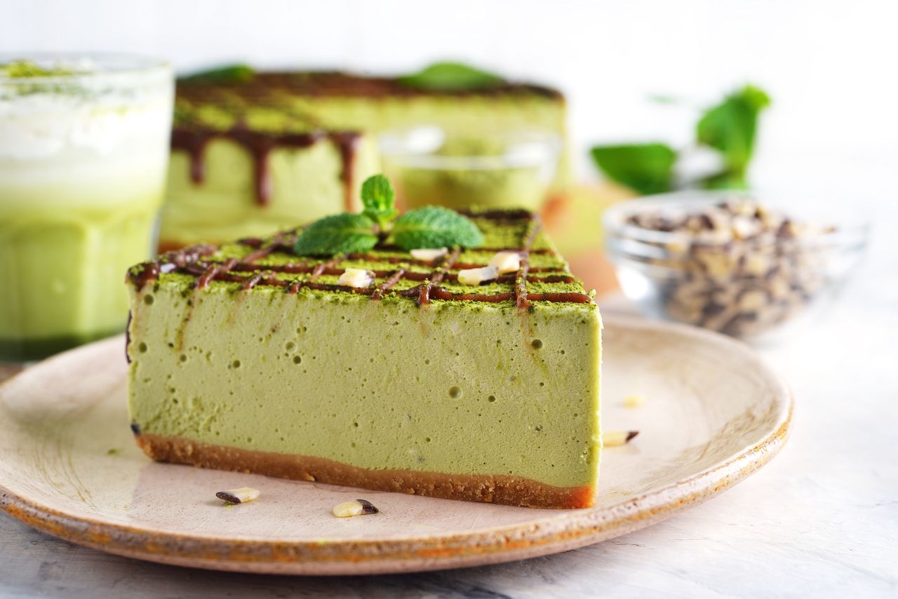 Leckerer Käsekuchen mit Matcha