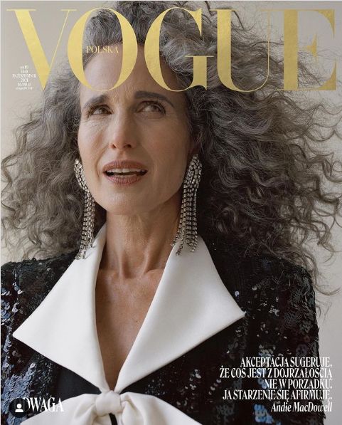 Andie MacDowell na październikowej okładce "Vogue Polska"