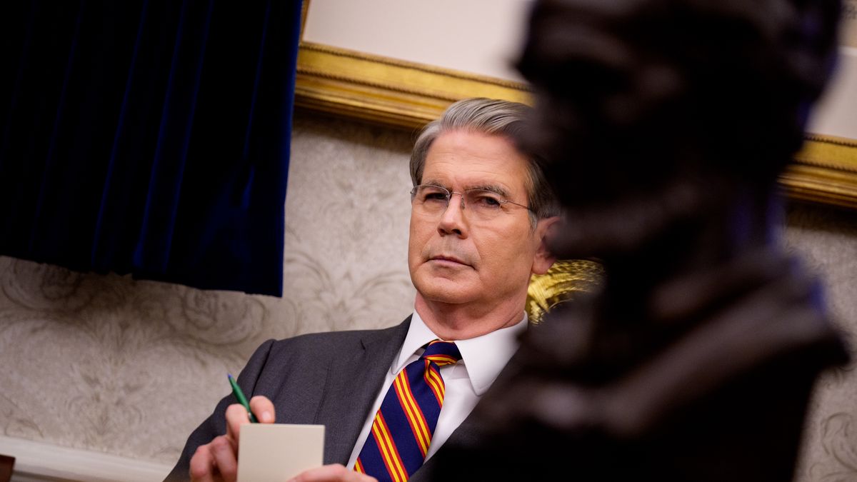 WASHINGTON, DC - NOVEMBER 21: Treasury Secretary Scott Bessent attends a meeting with U.S. President Donald Trump and New York City Mayor-elect Zohran Mamdani in the Oval Office of the White House on November 21, 2025 in Washington, DC. Trump congratulated Mamdani on his election win as the two political opponents met to discuss policies for New York City, including affordability, public safety, and immigration enforcement. (Photo by Andrew Harnik/Getty Images)