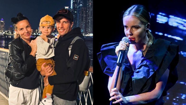 Agnieszka Włodarczyk z mężem oraz synem