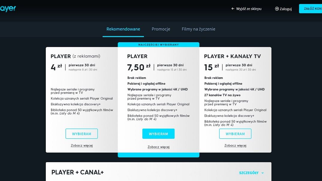 Pakiety dostępne w Player.pl