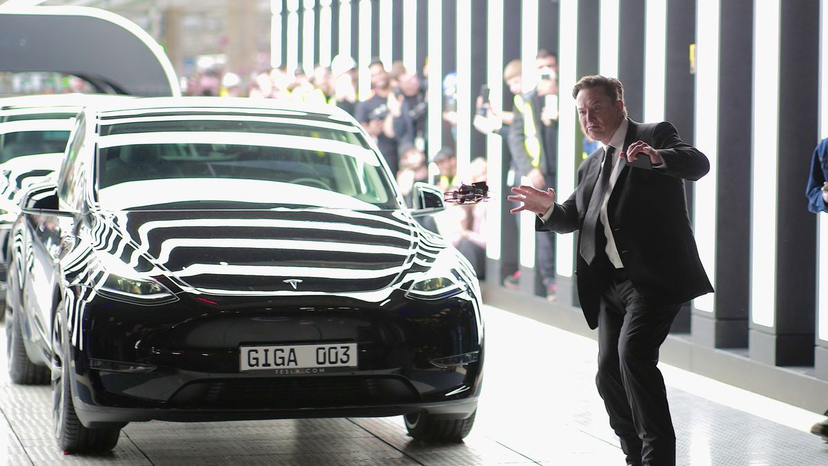Tesla Officially Opens Gruenheide Gigafactory
GRUENHEIDE, GERMANY - MARCH 22:  Tesla CEO Elon Musk attends the official opening of the new Tesla electric car manufacturing plant on March 22, 2022 near Gruenheide, Germany. The new plant, officially called the Gigafactory Berlin-Brandenburg, is producing the Model Y as well as electric car batteries. (Photo by Christian Marquardt - Pool/Getty Images)
Pool