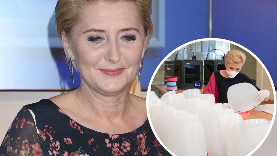 Agata Kornhauser-Duda zaangażowała się w montaż przyłbic