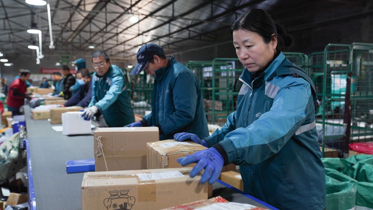 Double 11 Shopping Logistics Peak in Zouping
Postal couriers sort and deliver parcels at a storage base in Zouping, Shandong Province, China, Nov 10, 2023. (Photo by Costfoto/NurPhoto via Getty Images)
NurPhoto
china, logistics, parcel, storage, nurphoto, postal couriers, parcels, storage base, zouping, nov 10, costfoto, sort, deliver, mail services, package handling, delivery workers, postal system, chinese postal service, shipment, mail sorting, courier services, distribution center, package delivery, postal logistics, express mail, postal workers, parcel distribution, mail carriers, postal network, tracking, postal delivery, logistics industry, courier industry, mail processing center, postal hub