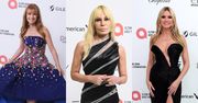 Tłum gwiazd na oscarowej balandze Eltona Johna: poważna Donatella Versace, Heidi Klum w czerni, dziewczęca Jane Seymour