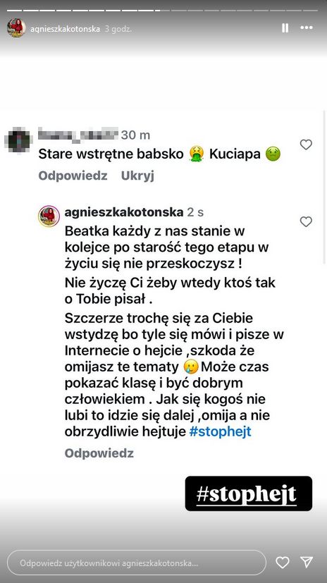 Agnieszka Kotońska pokazała wiadomości od hejterek
