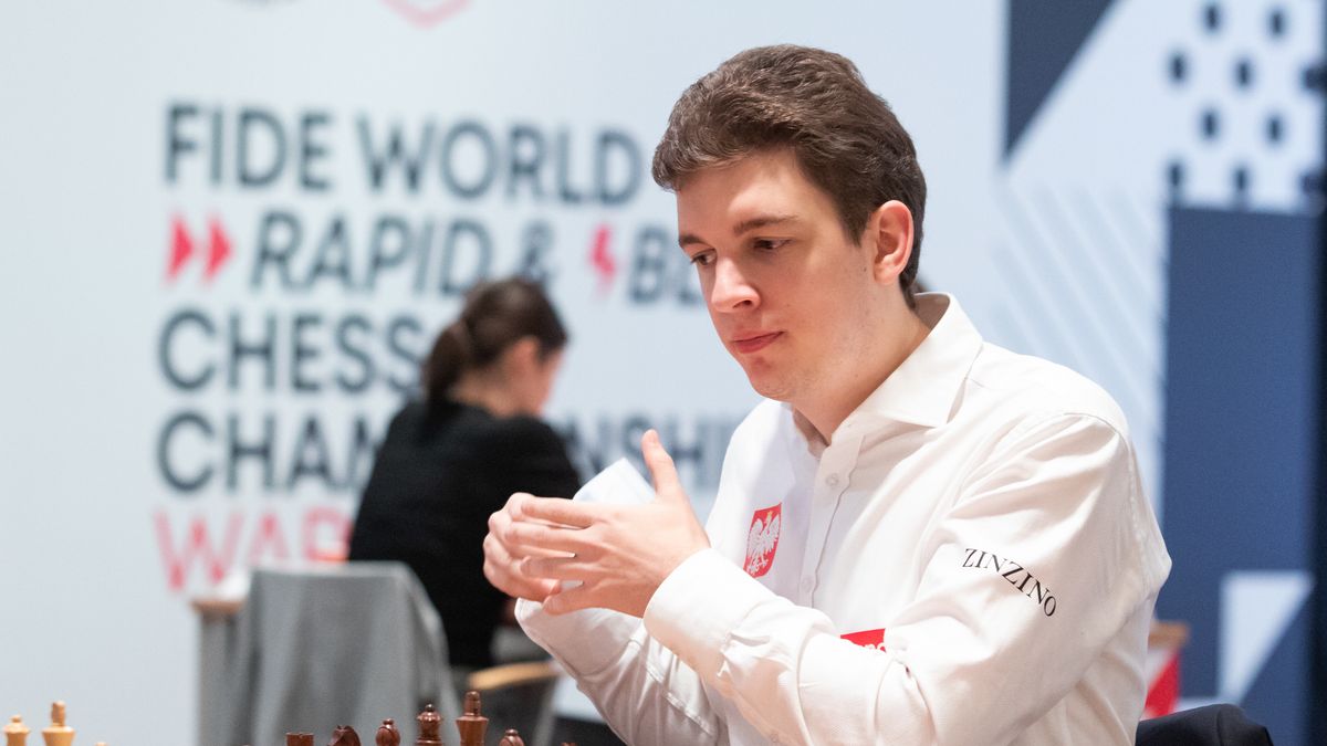 Jan Krzysztof Duda (POL) during the World Championships of FIDE Chess World Rapid &amp; Blitz 2021, in Warsaw, poland, on December 27, 2021. (Photo by Foto Olimpik/NurPhoto via Getty Images)