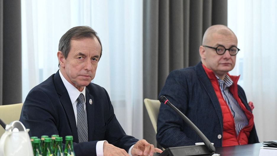 Wybory 2020. Marszałek Senatu prof. Tomasz Grodzki (L) oraz wicemarszałek Michał Kamiński