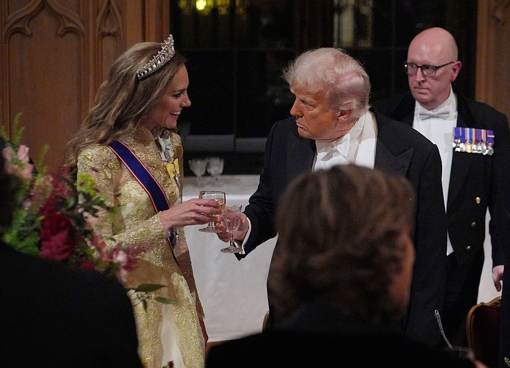 UK Hosts President Trump And First Lady Melania Trump For State Visit - Day TwoWINDSOR, ENGLAND - SEPTEMBER 17: Catherine, Princess of Wales, toasts US President Donald Trump after his speech during the State Banquet at Windsor Castle for the State visit by the President of the United States of America on September 17, 2025 in Windsor, England. President Trump is in England from Sept. 16-18 on his second UK state visit, with the previous one taking place in 2019 during his first presidential term. (Photo by Yui Mok - WPA Pool/Getty Images)WPA Poolbestof, topix