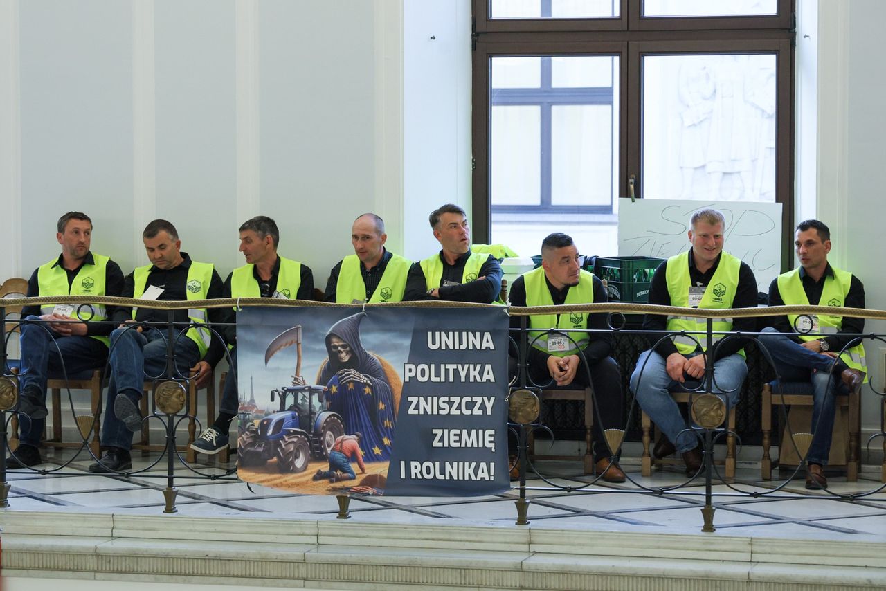 Protest rolników w Sejmie. Czekają na Tuska. "Naprawdę jesteśmy zdesperowani"