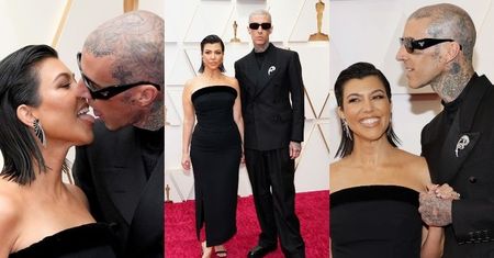 Oscary 2022. Kourtney Kardashian MIGDALI SIĘ z ukochanym na czerwonym dywanie. Spodziewaliście się ją tam zobaczyć? (ZDJĘCIA)