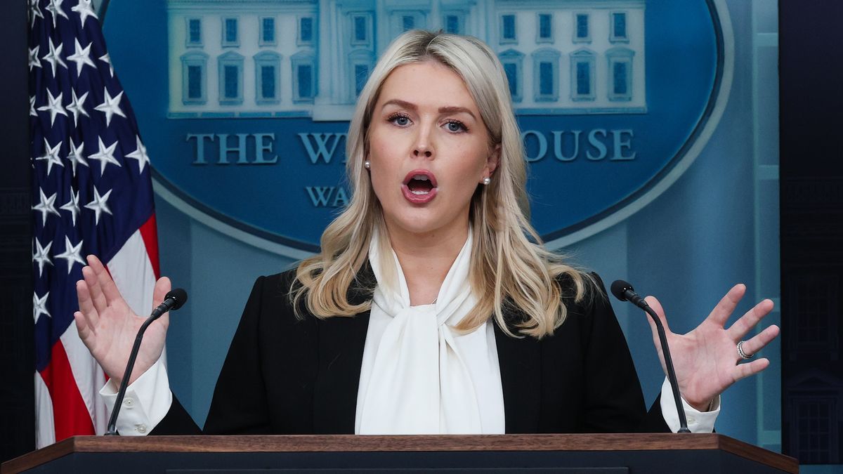 WASHINGTON, DC - MARCH 04: White House Press Secretary Karoline Leavitt speaks during a news briefing in the James S. Brady Press Briefing Room of the White House on March 04, 2026 in Washington, DC. Leavitt took questions on a range of topics including the administration's decision to strike Iran. (Photo by Win McNamee/Getty Images)