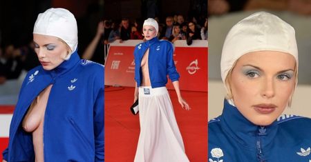 Julia Fox w nietuzinkowej stylizacji szczuje zaklejonym taśmą biustem na festiwalu w Rzymie