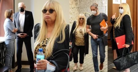 Maryla Rodowicz w towarzystwie syna przyjeżdża rozwodzić się z mężem w złotych pantofelkach i z porwaną torebką (ZDJĘCIA)