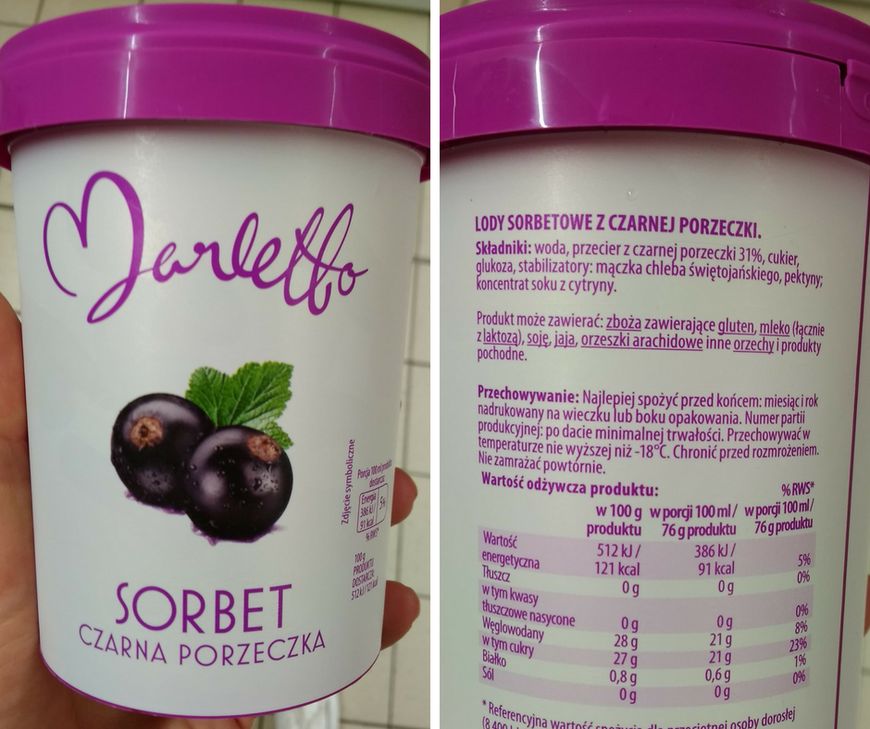 Sorbet z czarnej porzeczki Marletto, Stokrotka 