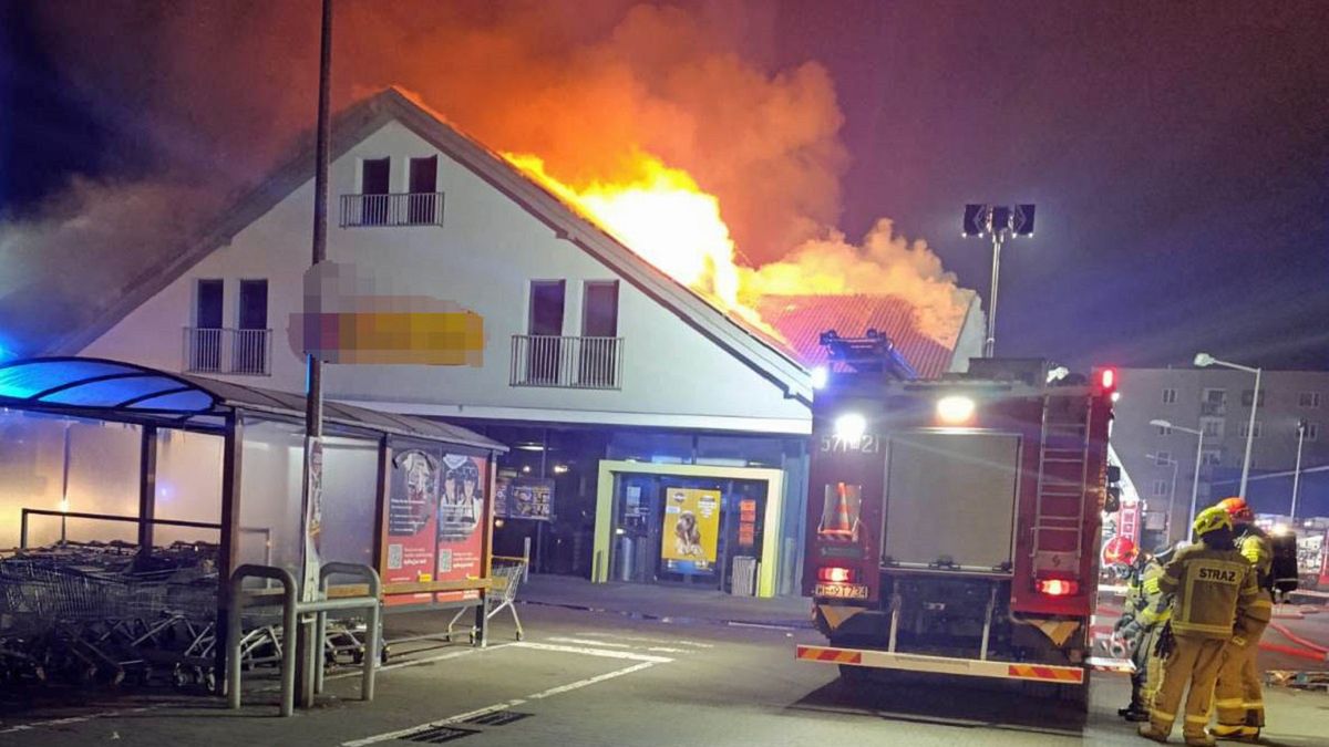 Pożar Biedronki w Płońsku.