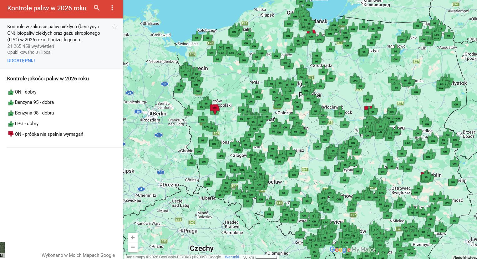Mapa kontroli jakości paliw w 2026 roku