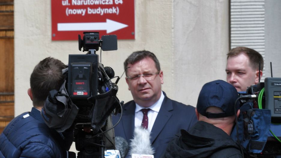 Konferencja prasowa Solidarnej Polski w której udział wzięli : Minister, członek Rady Ministrów - Michał Wójcik oraz wojewoda łódzki Piotr Cieplucha