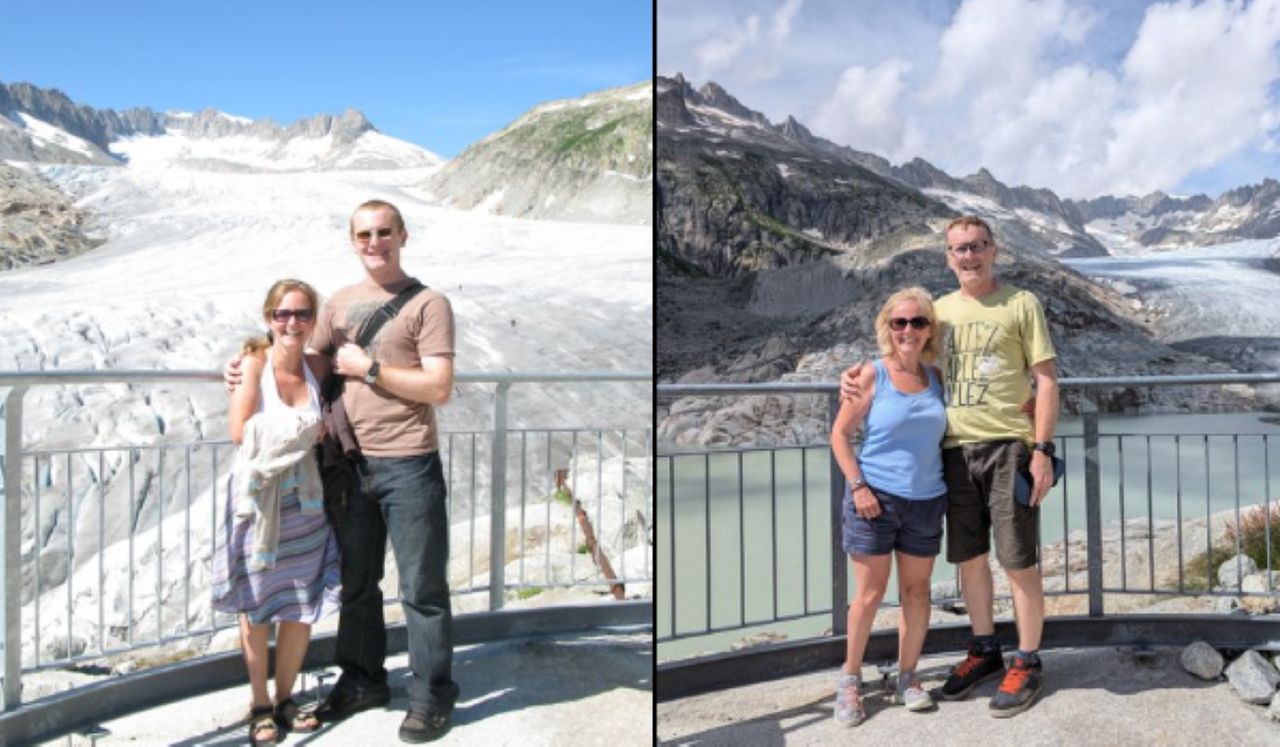 Rhone glacier in peril: Striking photo comparison reveals rapid melt