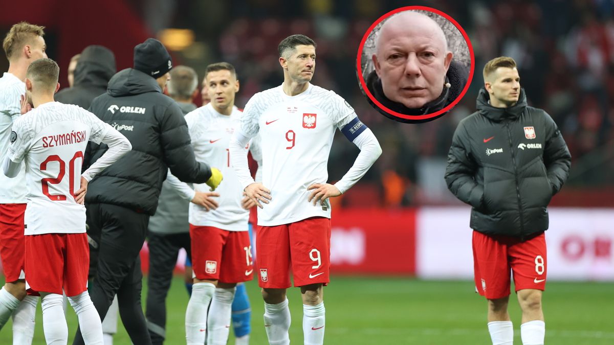 Reprezentacja Polski po meczu z Czechami. W "ramce" Wojciech Kowalczyk.